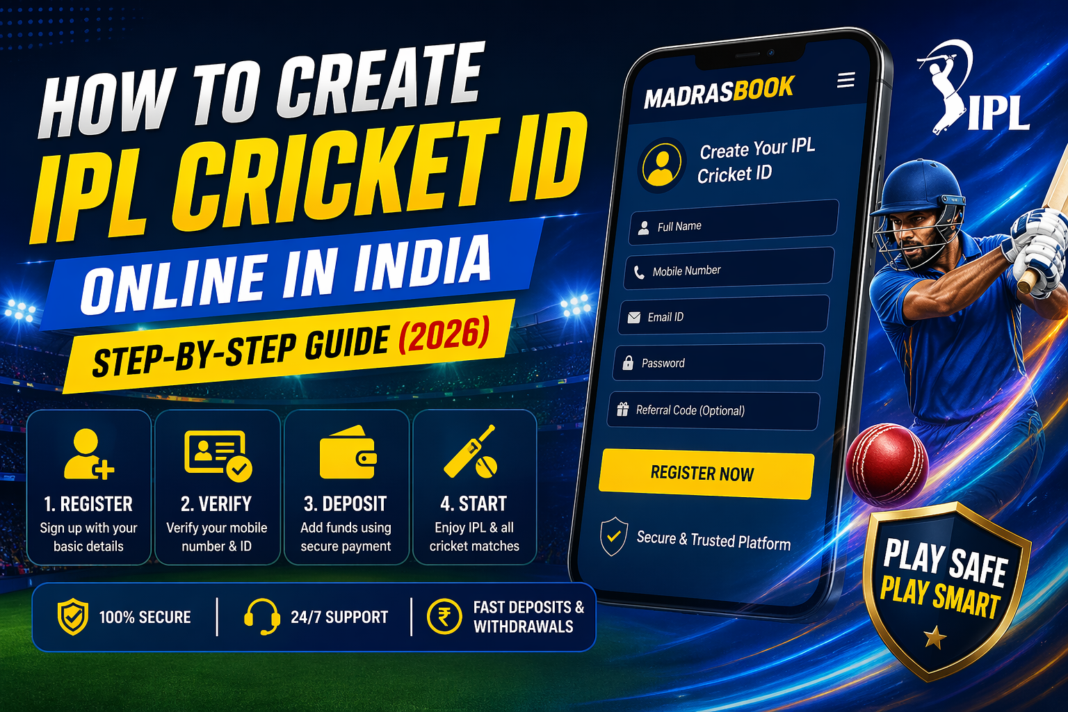 Create IPL Cricket ID Online in India (2026) | Madrasbook