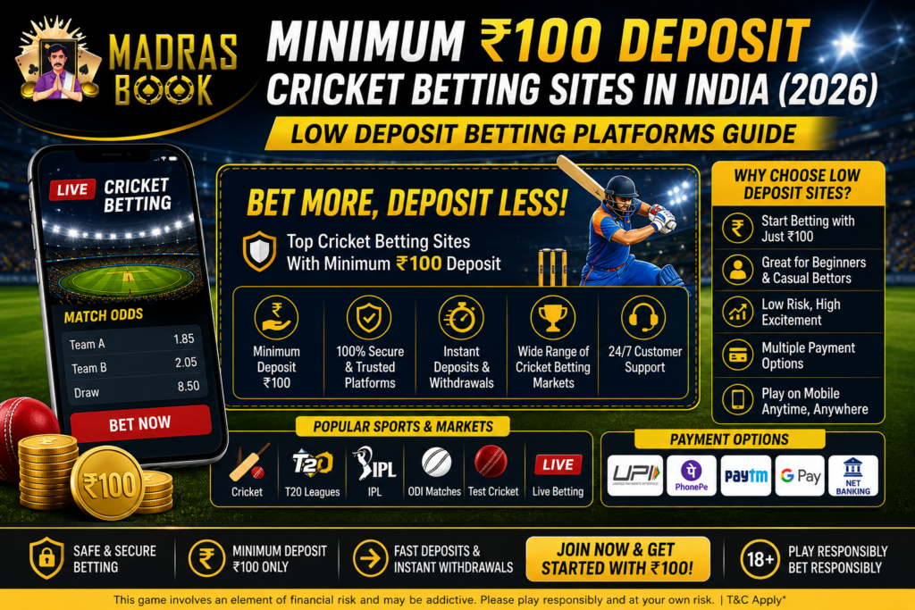 Minimum ₹100 Deposit Cricket Betting Sites (2026) Guide