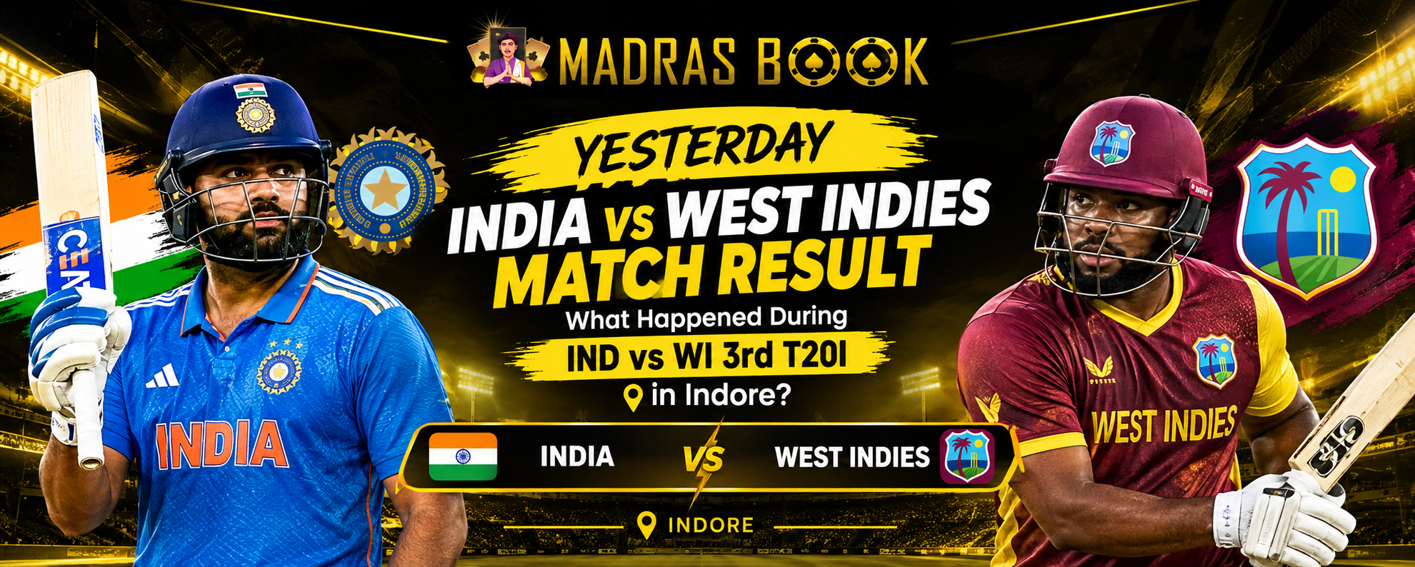 India vs West Indies 3rd T20I Match Result: India Win by 14 Runs